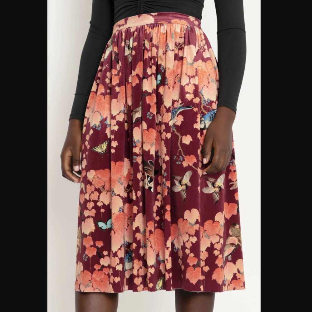 Blackmilk Autumn In Japan Velvet Pocket Midi Skirt 2.0